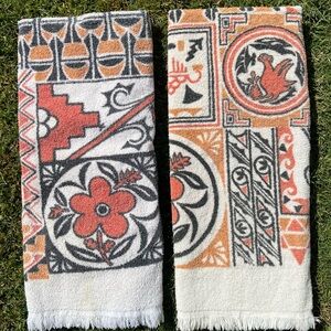 VTG Bibb Pueblo de Cochiti Fringed Towel Set The First Americans Cotton 70s GUC